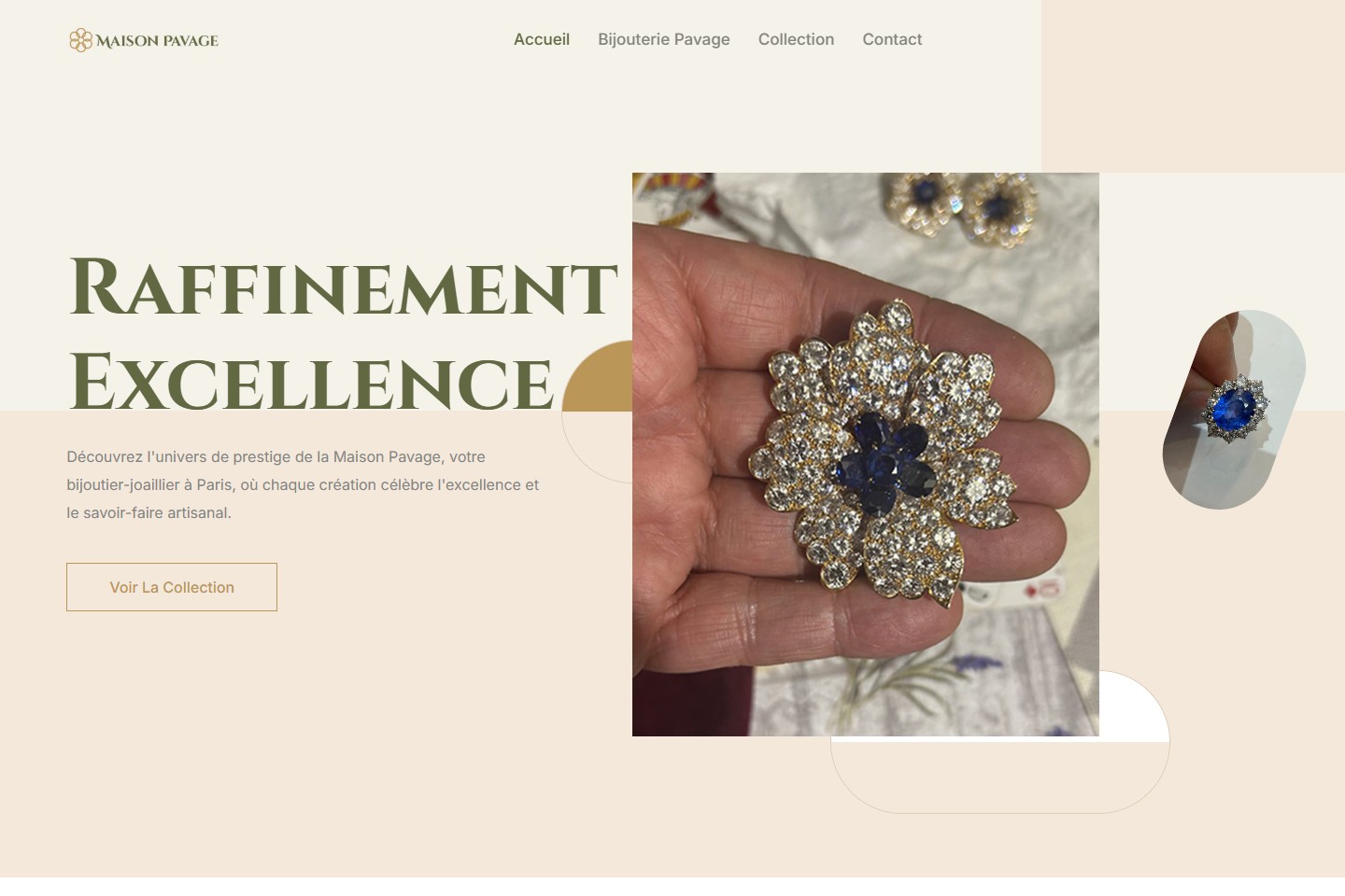 Aperçu du site Maison Pavage : bijoux et collections de joaillerie