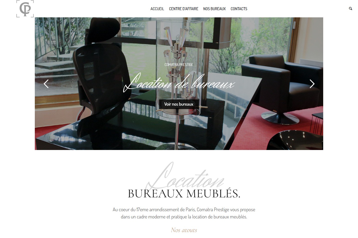 Aperçu du site Comatra Prestige et de ses bureaux meublés à Paris